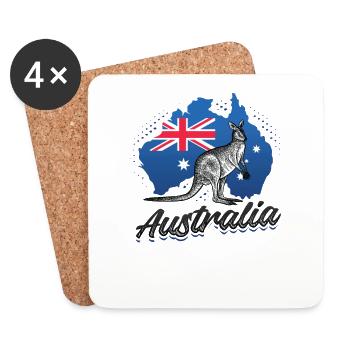 Australia, Tourist, Travel, Kangoroo - Coasters (set of 4) - white - Front