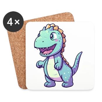 Cute Dino | dinosaur | Blue dino blue - Coasters (set of 4) - white - Front