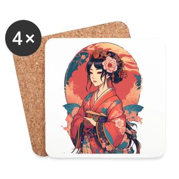 young japanese girl - Coasters (set of 4) - white - Front