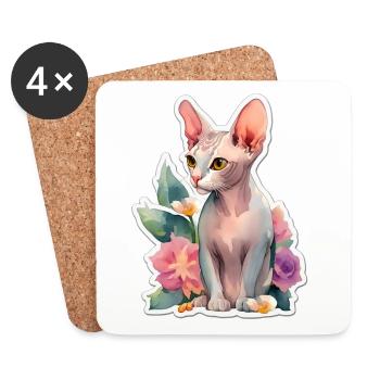 Sphynx Cat - Coasters (set of 4) - white - Front
