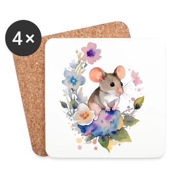 Little Mouse - Coasters (set of 4) - white - Front