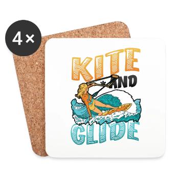 Kite And Glide, Kitesurfing - Untersetzer (4er-Set) - Weiß - Vorne