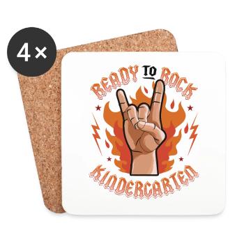 Ready To Rock Kindergarten, First Day - Coasters (set of 4) - white - Front
