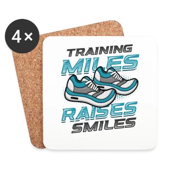 S’entraîner des kilomètres, faire sourire, courir un marathon - Dessous de verre (lot de 4) - blanc - Devant