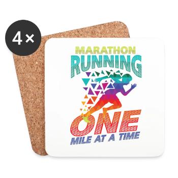 Marathonlauf, One Mile At A Time Marathon - Untersetzer (4er-Set) - Weiß - Vorne