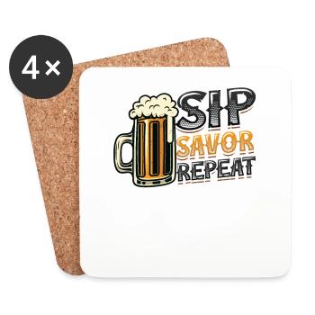 Dégustation de bière, Savourez une répétition, Amateurs de bière - Dessous de verre (lot de 4) - blanc - Devant