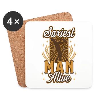 Saxiest Man Alive, drôle de saxophone - Dessous de verre (lot de 4) - blanc - Devant