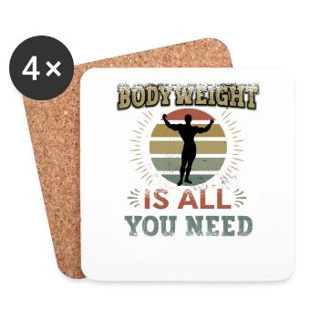 Body weight is all you need - Coasters (set of 4) - white - Front