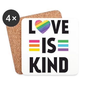Mois de la fierté LGBT - Love is Kind - Dessous de verre (lot de 4) - blanc - Devant