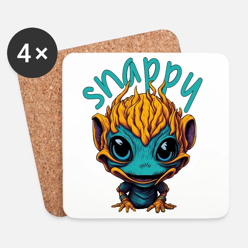 Snappy Alien - Untersetzer (4er-Set) - Weiß