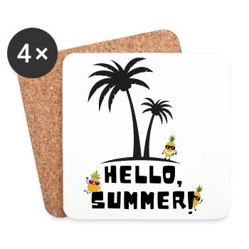 Hello summer - Untersetzer (4er-Set) - Weiß - Vorne