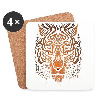 Tiger - Dessous de verre (lot de 4) - blanc - Devant