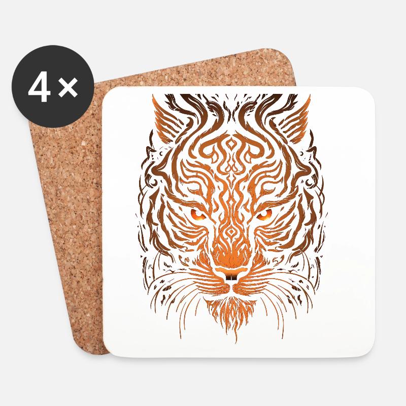 Tiger - Untersetzer (4er-Set) - Weiß