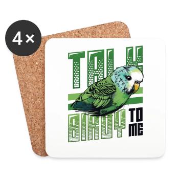 Parlez Birdy-moi - Budgie - Dessous de verre (lot de 4) - blanc - Devant