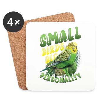 Kleine Vögel Große Persönlichkeit, Wellensittich - Untersetzer (4er-Set) - Weiß - Vorne