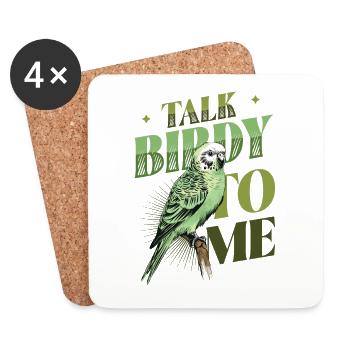Parlez Birdy-moi - Budgie - Dessous de verre (lot de 4) - blanc - Devant