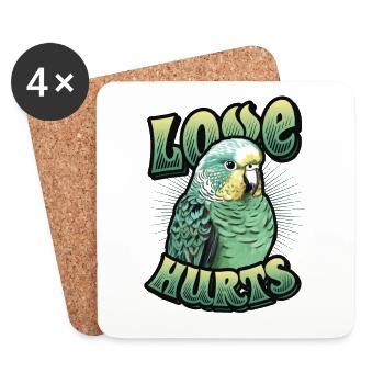 L’amour fait mal à l’oiseau perruche - Dessous de verre (lot de 4) - blanc - Devant