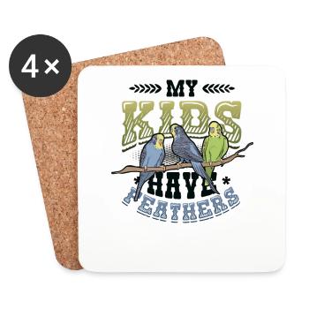 Mes enfants ont des plumes, des perruches, des oiseaux - Dessous de verre (lot de 4) - blanc - Devant