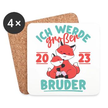 Großer Bruder 2023 Junge Geschwister Geburt - Untersetzer (4er-Set) - Weiß - Vorne