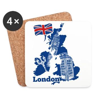 T-shirt de carte bleu London Skyline - Dessous de verre (lot de 4) - blanc - Devant