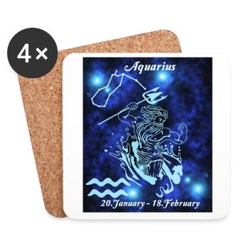Sternzeichen Wassermann, Sternenbild, Astrologie - Untersetzer (4er-Set) - Weiß - Vorne