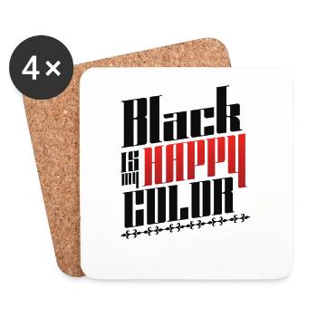 Le noir est ma couleur porte-bonheur - Dessous de verre (lot de 4) - blanc - Devant