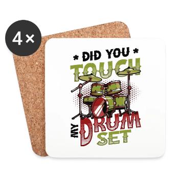 Batteur, as-tu touché mon kit de batterie - Dessous de verre (lot de 4) - blanc - Devant