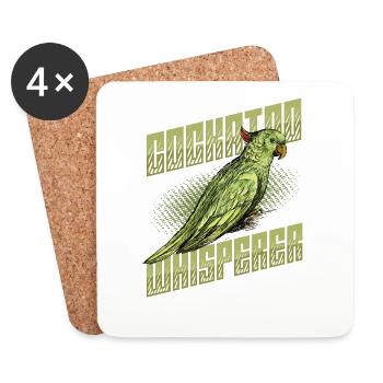 Cockatoo Whisperer, Cacatoès, Oiseau - Dessous de verre (lot de 4) - blanc - Devant