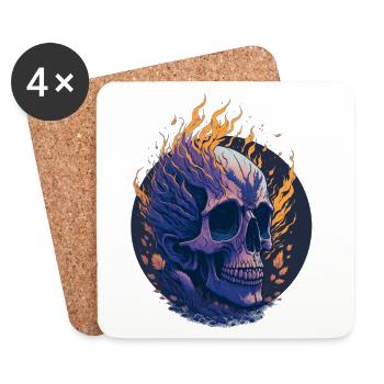 Fire skull - Coasters (set of 4) - white - Front