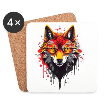 Loup Cool - Dessous de verre (lot de 4) - blanc - Devant