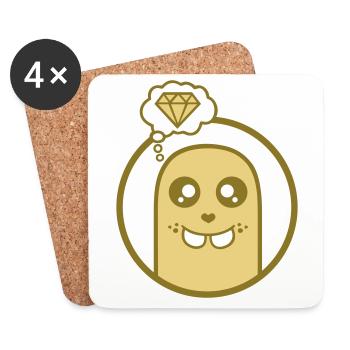 Figurine comique mignonne (Diamant, Cercle) - Dessous de verre (lot de 4) - blanc - Devant