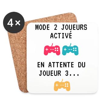 Cadeau En attente du joueur 3 papa maman gamer - Dessous de verre (lot de 4) - blanc - Devant