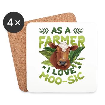 En tant qu’agriculteur, j’adore Moo-sic, drôle de fermier - Dessous de verre (lot de 4) - blanc - Devant