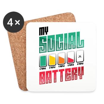Meine Sozialbatterie - Asozialer Introvertierter - Untersetzer (4er-Set) - Weiß - Vorne