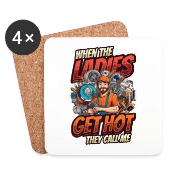 Quand les dames ont chaud, elles m’appellent - Dessous de verre (lot de 4) - blanc - Devant