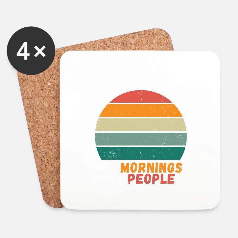 I Dont Like Morning People Retro Spruch - Untersetzer (4er-Set) - Weiß