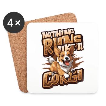 Nothing runs like a corgi - Coasters (set of 4) - white - Front