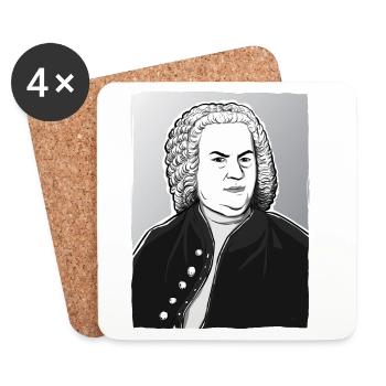 Johann Sebastian Bach in black, white and silver - Coasters (set of 4) - white - Front