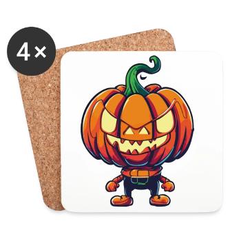 Citrouille d’Halloween - Dessous de verre (lot de 4) - blanc - Devant