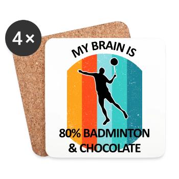 Badminton, Badminton, Badminton, Chocolate - Coasters (set of 4) - white - Front