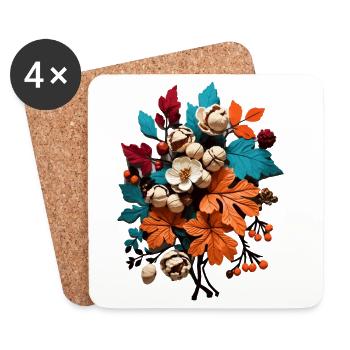 Fleurs d’automne - Dessous de verre (lot de 4) - blanc - Devant