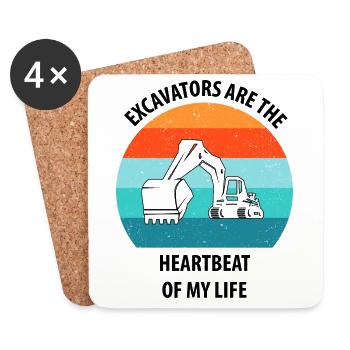Excavatrice Excavatrice Conducteur Excavatrice Camion - Dessous de verre (lot de 4) - blanc - Devant