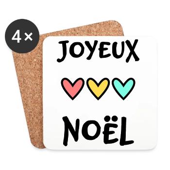 NOËL. ANNEE. ANNIVERSAIRE. RETRAITE. PAPA. MAMAM. - Dessous de verre (lot de 4) - blanc - Devant