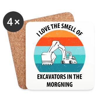 Excavatrice Conducteur d’excavatrice Camion d’excavatrice - Dessous de verre (lot de 4) - blanc - Devant