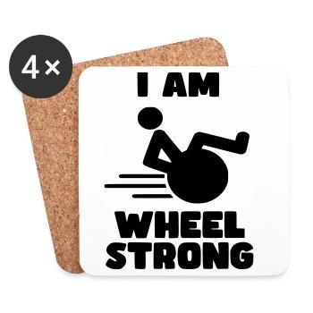 Je suis fort comme une roue. Pour les personnes en fauteuil roulant * - Dessous de verre (lot de 4) - blanc - Devant