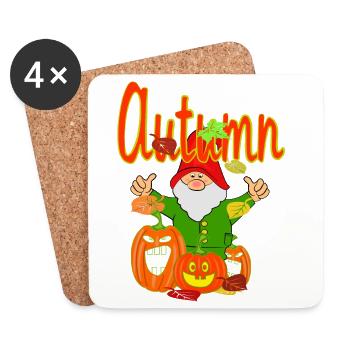 Herbstlicher Gartenzauber mit Kürbissen - Untersetzer (4er-Set) - Weiß - Vorne