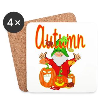 Magie du jardin avec des citrouilles en automne - Dessous de verre (lot de 4) - blanc - Devant