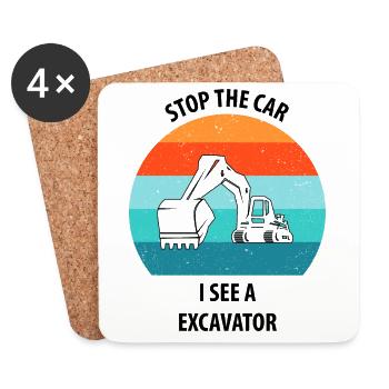Excavatrice Conducteur d’excavatrice Camion d’excavatrice - Dessous de verre (lot de 4) - blanc - Devant