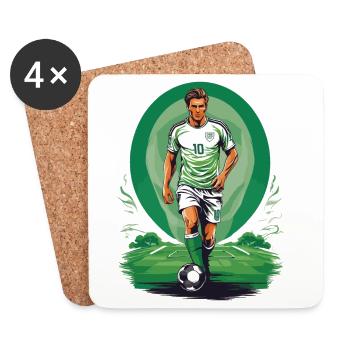 Match de football - Dessous de verre (lot de 4) - blanc - Devant