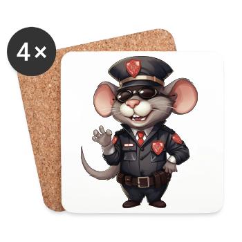 Rats Policeman - Coasters (set of 4) - white - Front